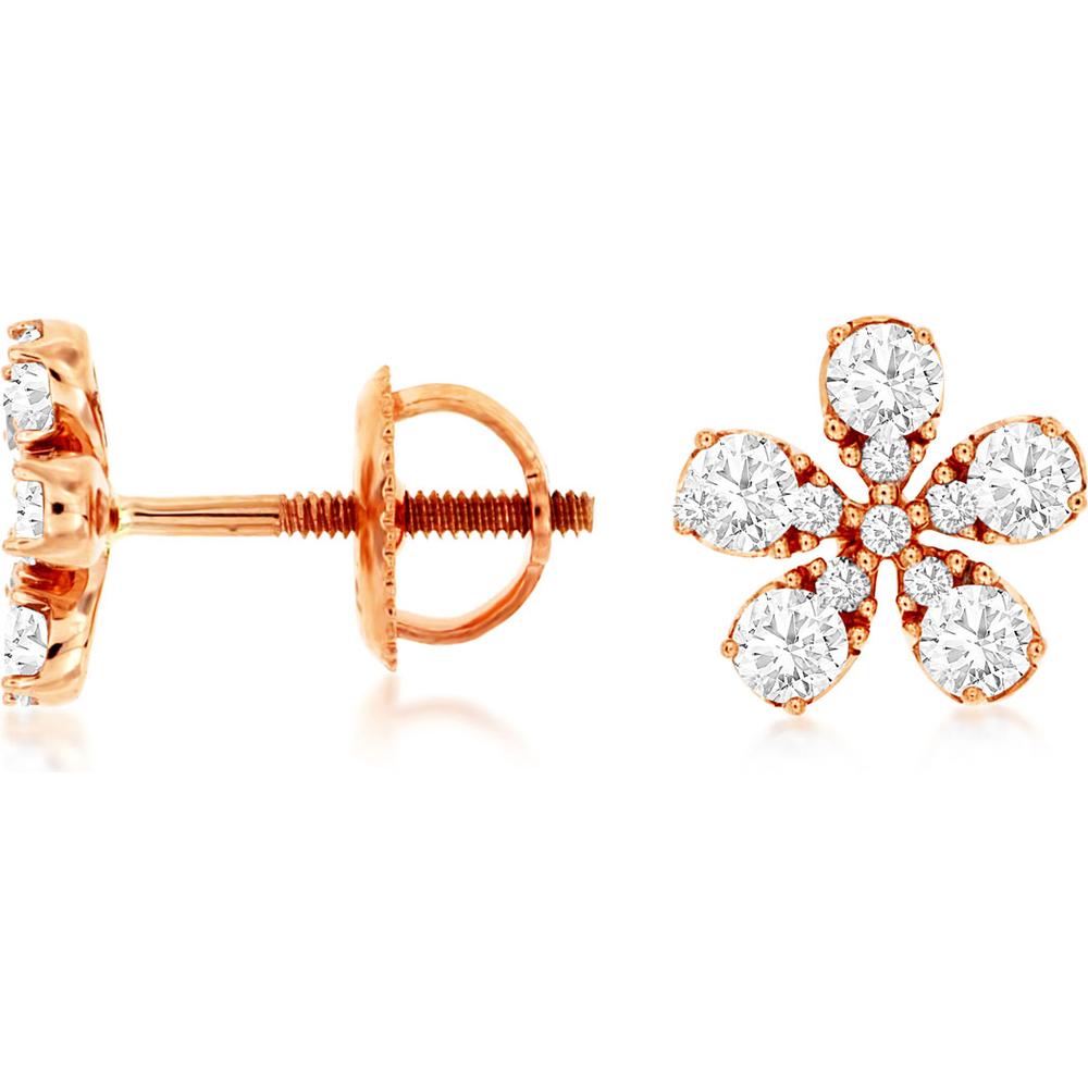 Royal 14K Rose Gold Diamond Earrings - 0.50 Carat Total Diamond Weight