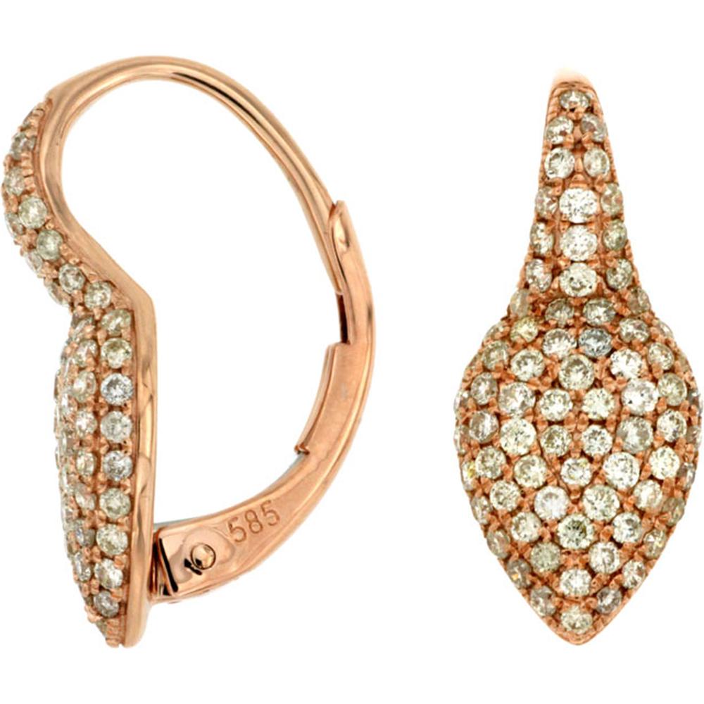 Royal 14K Rose Gold Diamond Earrings - 0.63 Carat Total Diamond Weight
