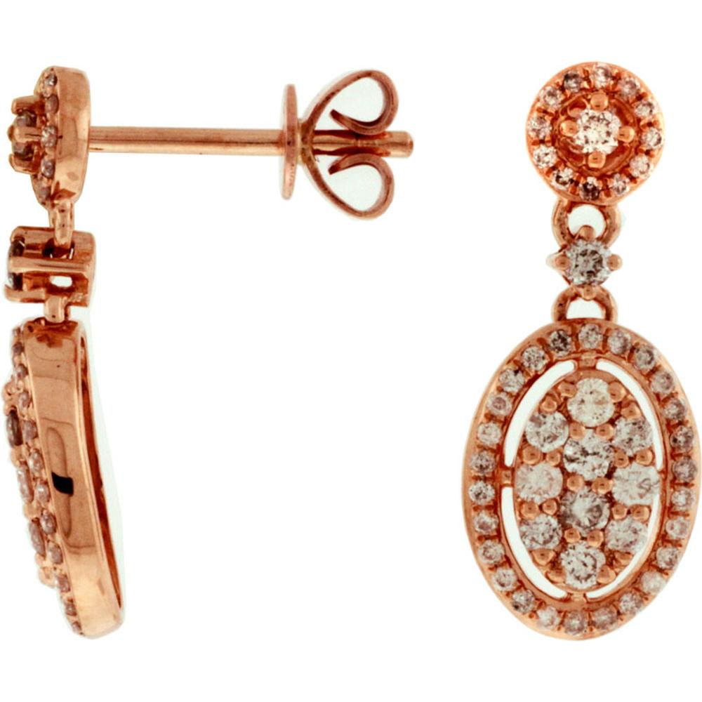 Royal 14K Rose Gold Diamond Earrings - 0.68 Carat Total Diamond Weight