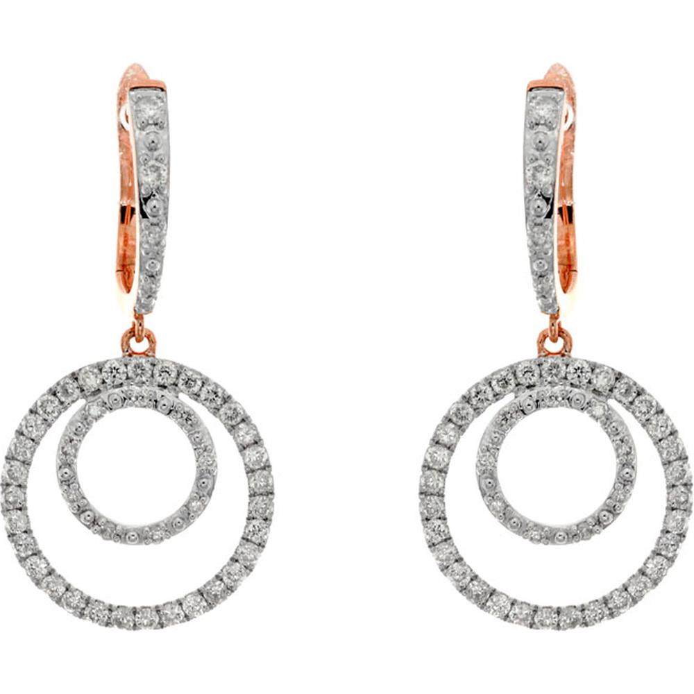 Royal 14K Rose Gold Diamond Earrings - 0.68 Carat Total Diamond Weight