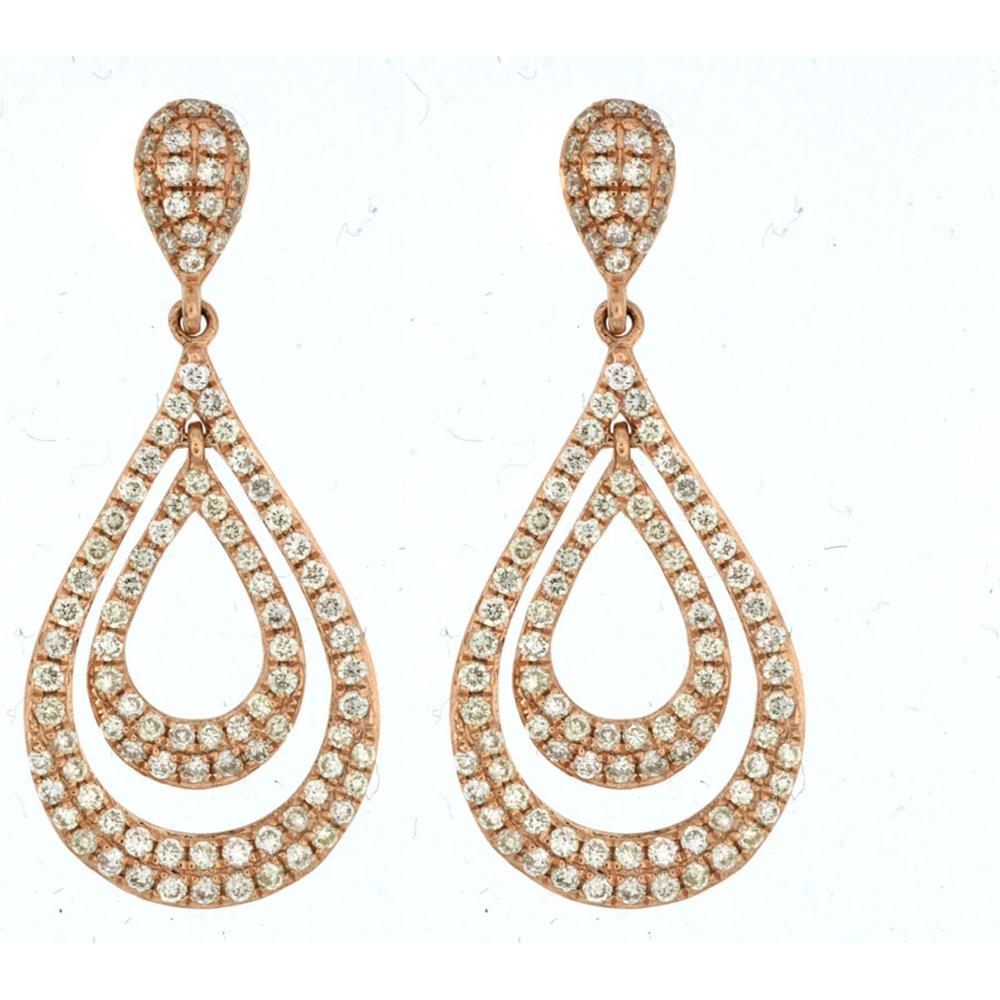 Royal 14K Rose Gold Diamond Earrings - 0.70 Carat Total Diamond Weight