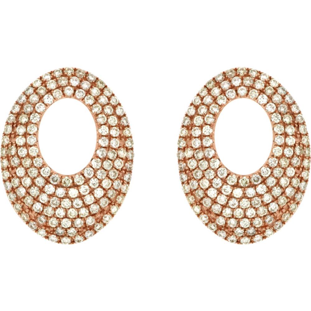 Royal 14K Rose Gold Diamond Earrings - 0.70 Carat Total Diamond Weight