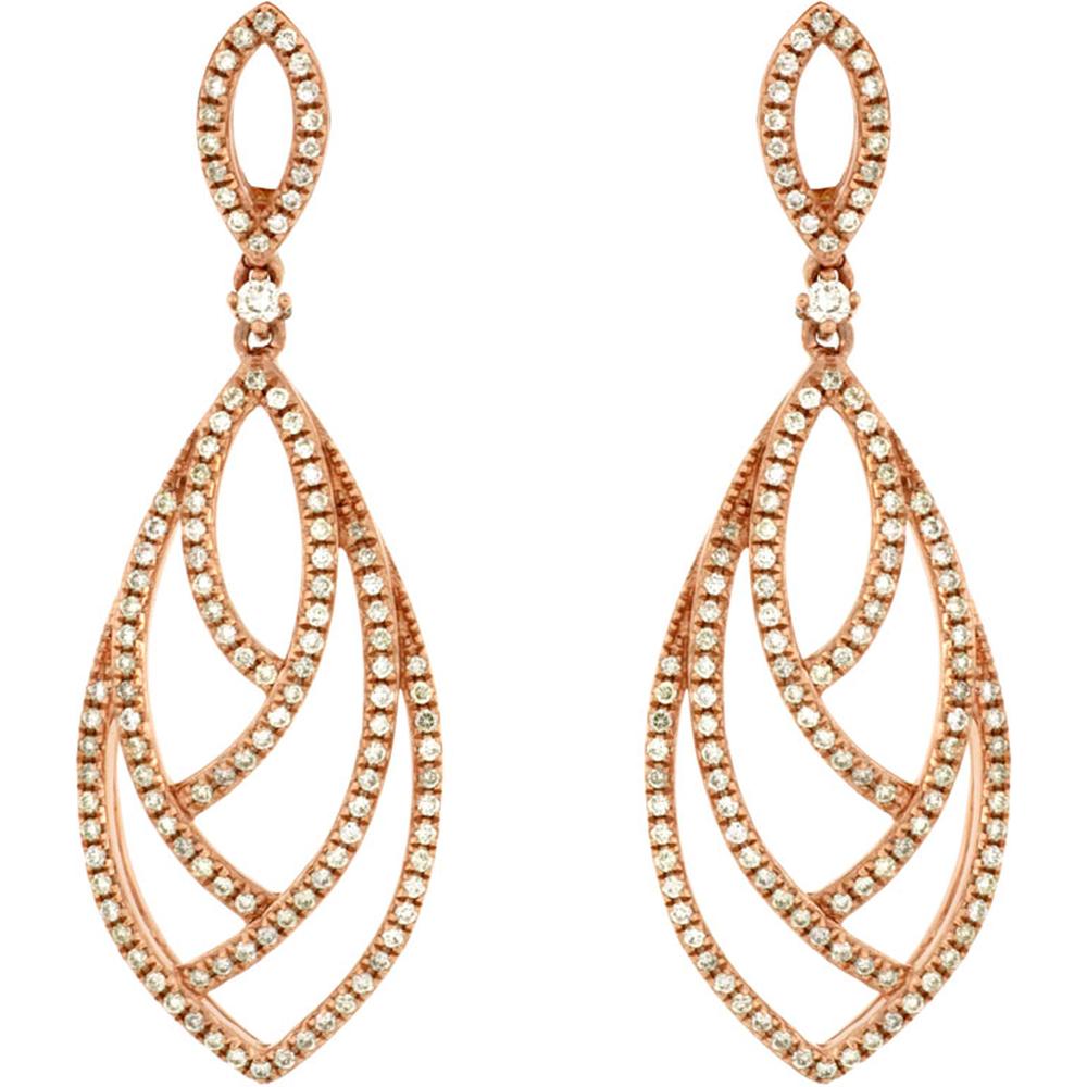 Royal 14K Rose Gold Diamond Earrings - 0.71 Carat Total Diamond Weight