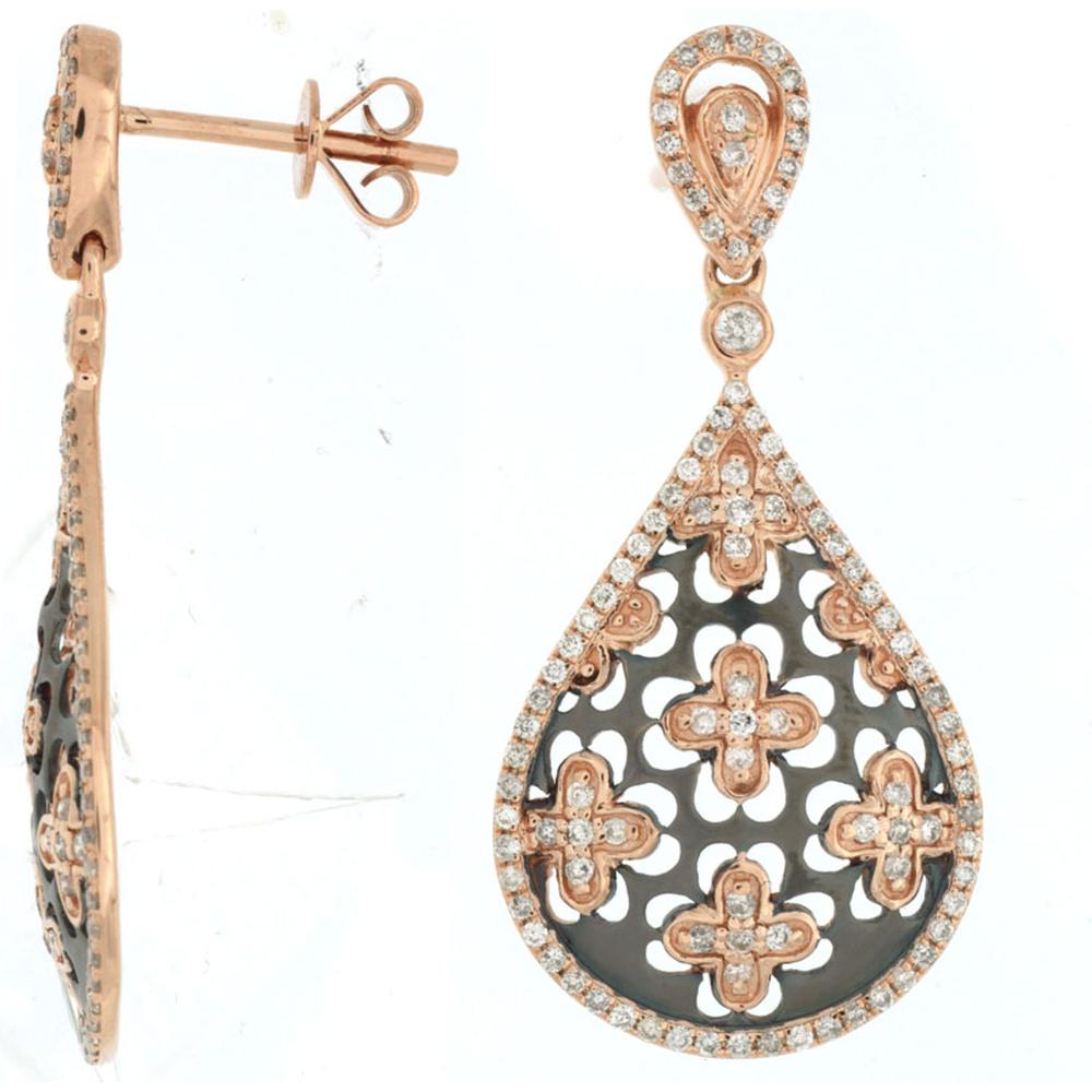 Royal 14K Rose Gold Diamond Earrings - 0.73 Carat Total Diamond Weight