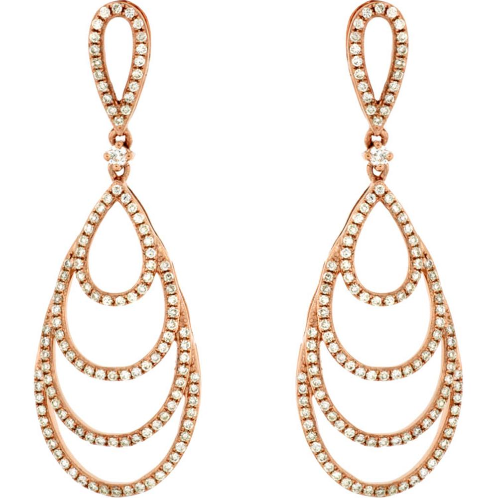 Royal 14K Rose Gold Diamond Earrings - 0.73 Carat Total Diamond Weight