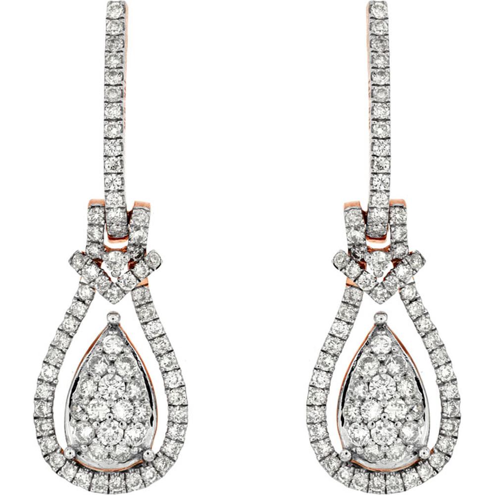Royal 14K Rose Gold Diamond Earrings - 0.75 Carat Total Diamond Weight