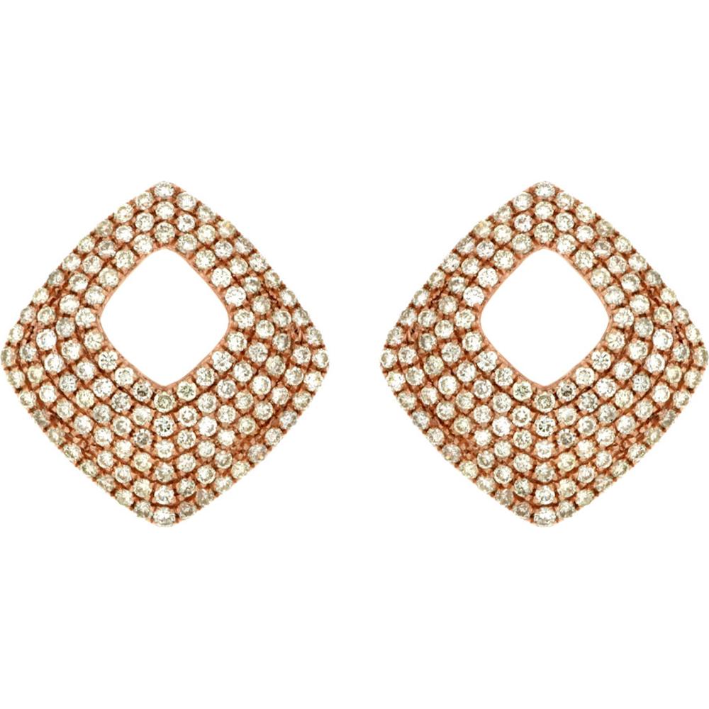 Royal 14K Rose Gold Diamond Earrings - 0.75 Carat Total Diamond Weight