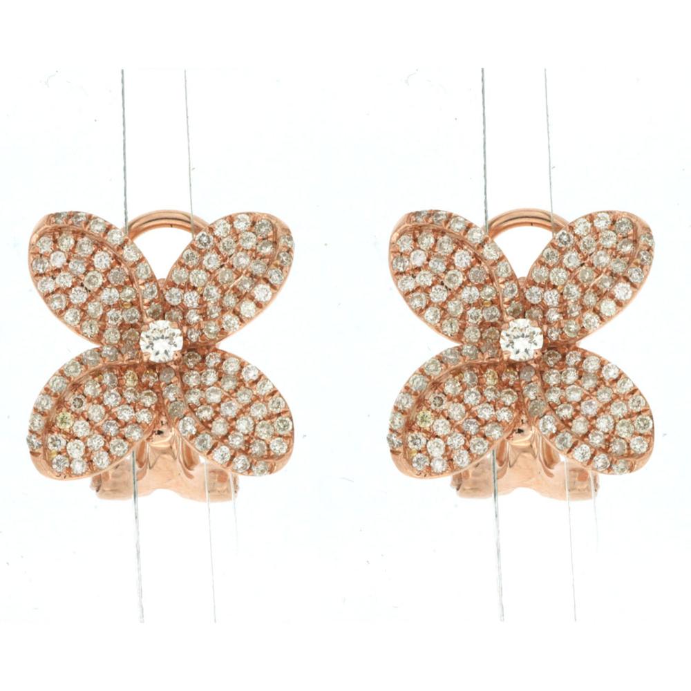 Royal 14K Rose Gold Diamond Earrings - 0.77 Carat Total Diamond Weight