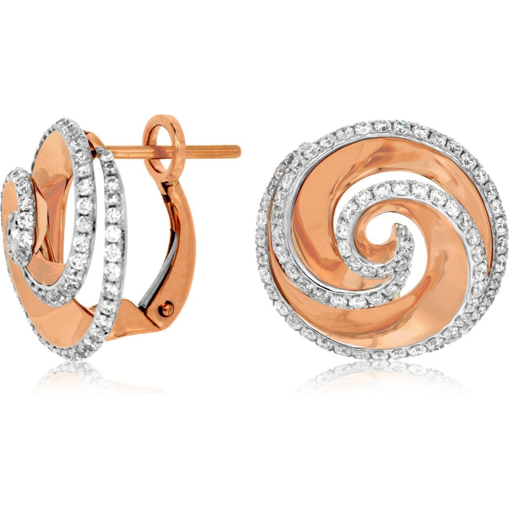 Royal 14K Rose Gold Diamond Earrings - 0.78 Carat Total Diamond Weight