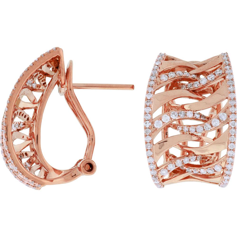 Royal 14K Rose Gold Diamond Earrings - 0.80 Carat Total Diamond Weight