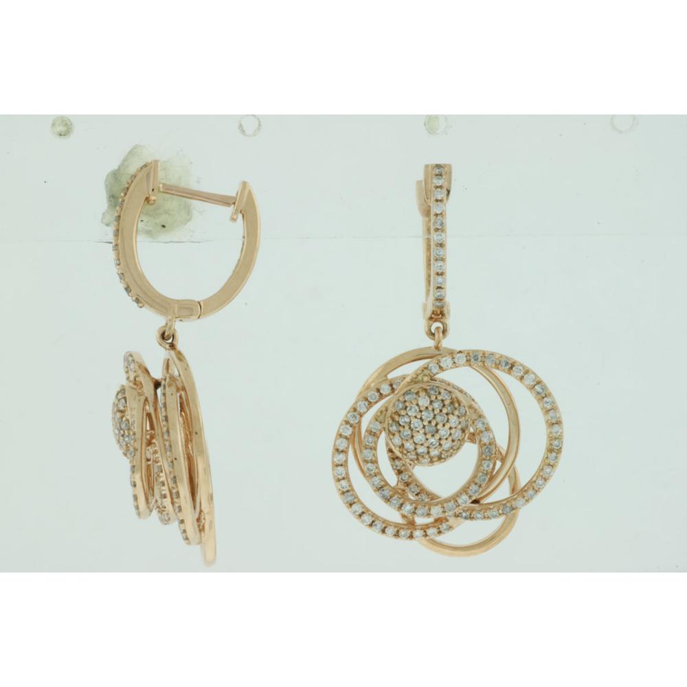 Royal 14K Rose Gold Diamond Earrings - 0.90 Carat Total Diamond Weight