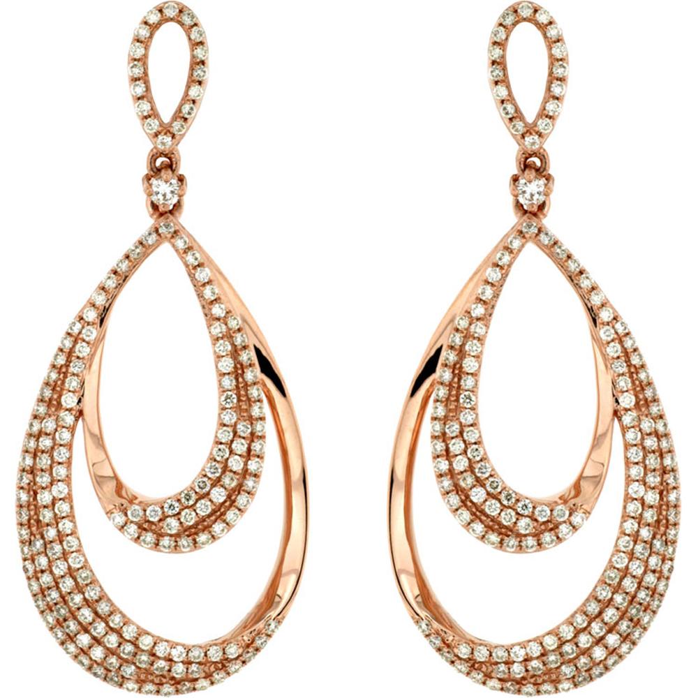 Royal 14K Rose Gold Diamond Earrings - 0.95 Carat Total Diamond Weight