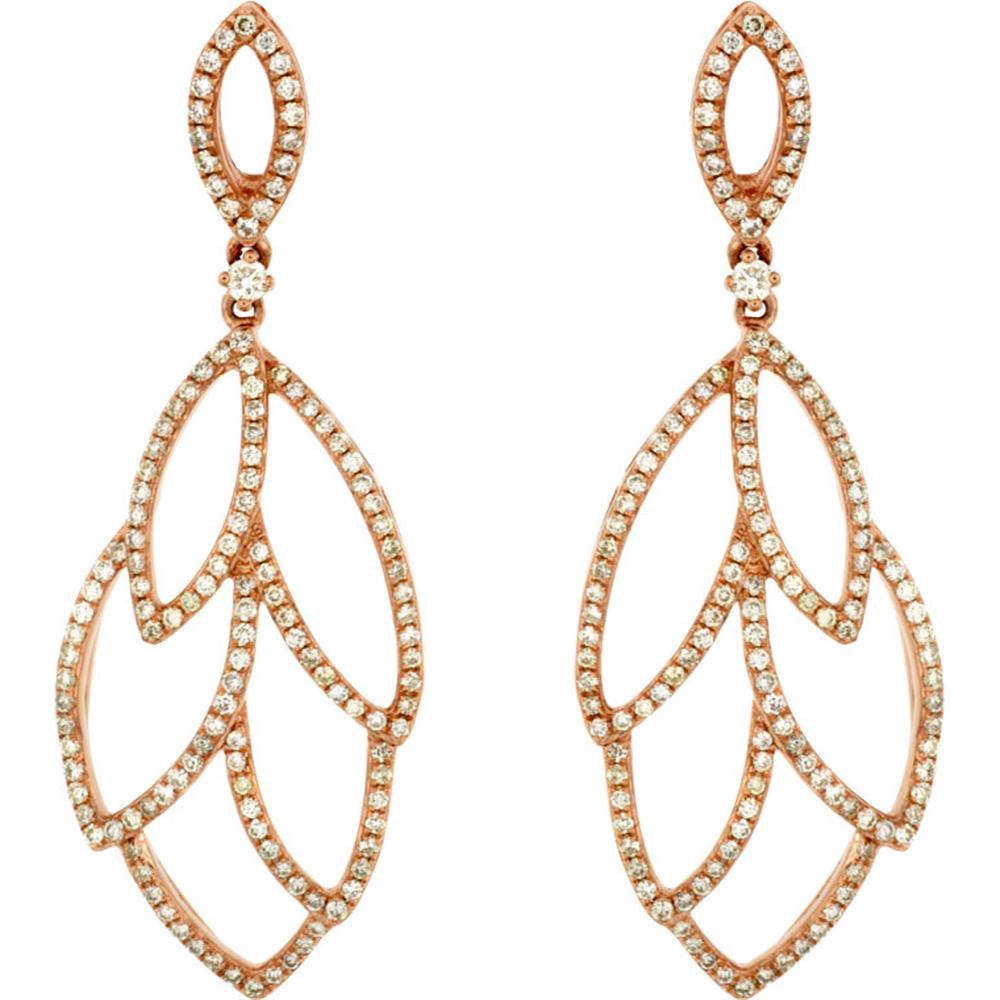 Royal 14K Rose Gold Diamond Earrings - 0.95 Carat Total Diamond Weight
