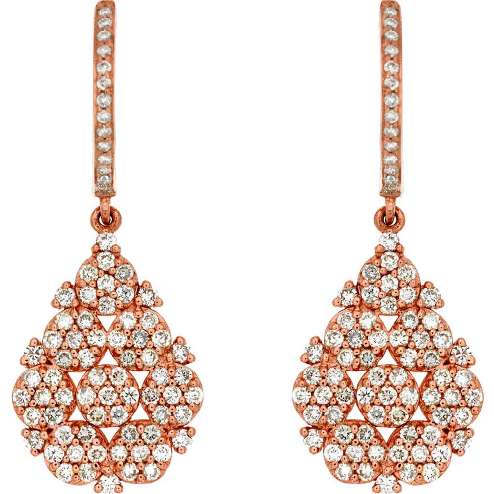 Royal 14K Rose Gold Diamond Earrings - 0.96 Carat Total Diamond Weight