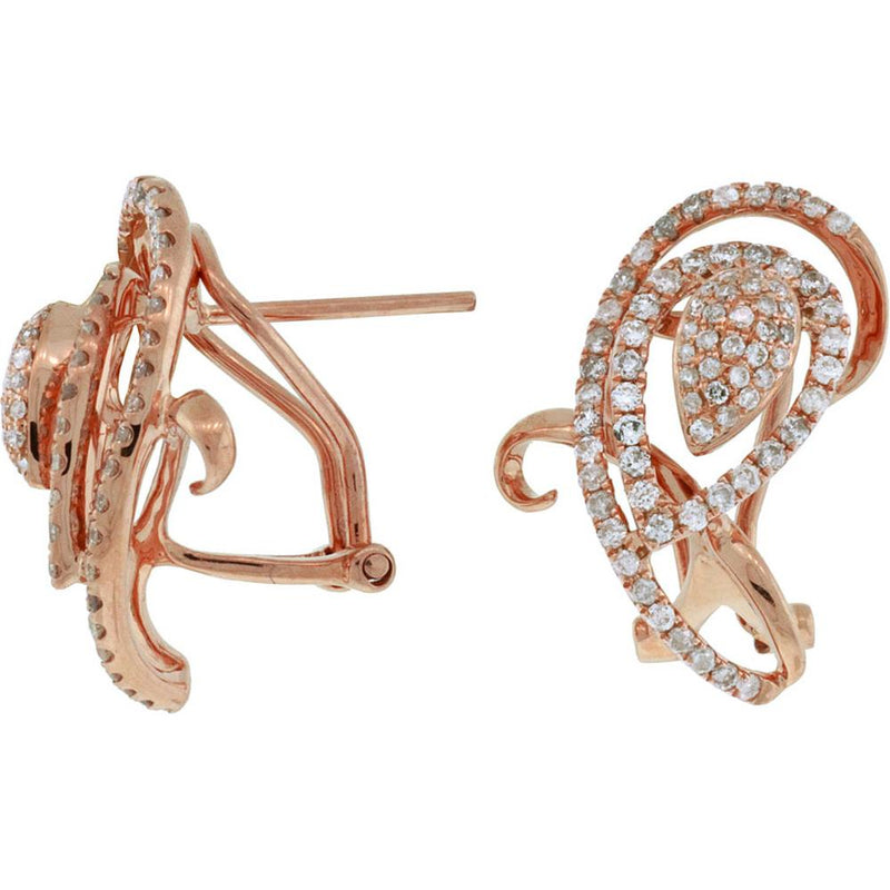 Royal 14K Rose Gold Diamond Earrings - 1.00 Carat Total Diamond Weight