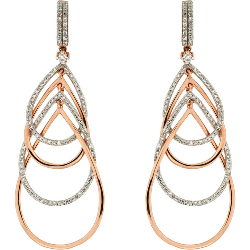 Royal 14K Rose Gold Diamond Earrings - 1.07 Carat Total Diamond Weight