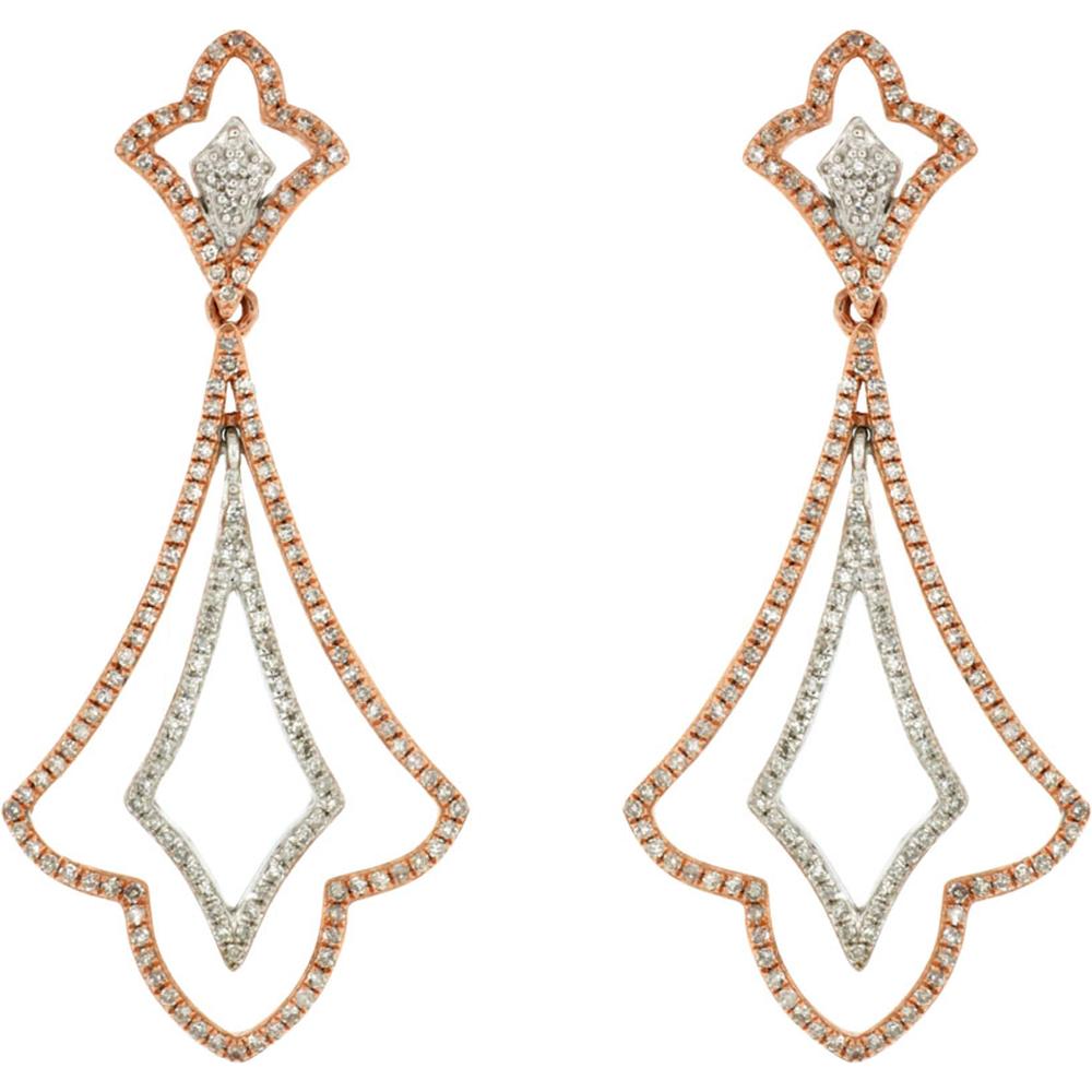 Royal 14K Rose Gold Diamond Earrings - 1.23 Carat Total Diamond Weight