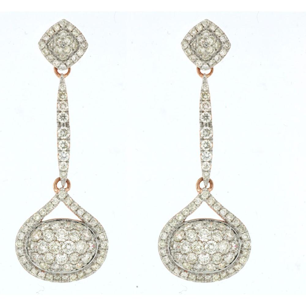 Royal 14K Rose Gold Diamond Earrings - 1.25 Carat Total Diamond Weight