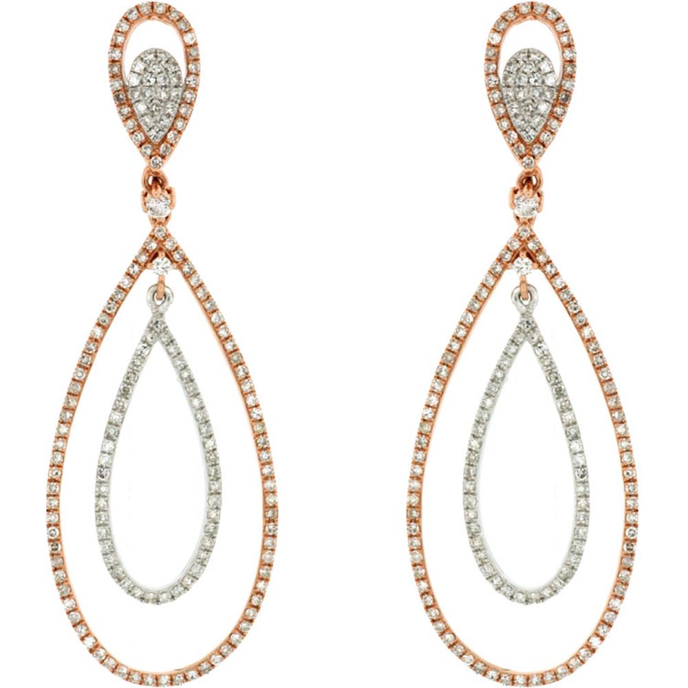 Royal 14K Rose Gold Diamond Earrings - 1.30 Carat Total Diamond Weight