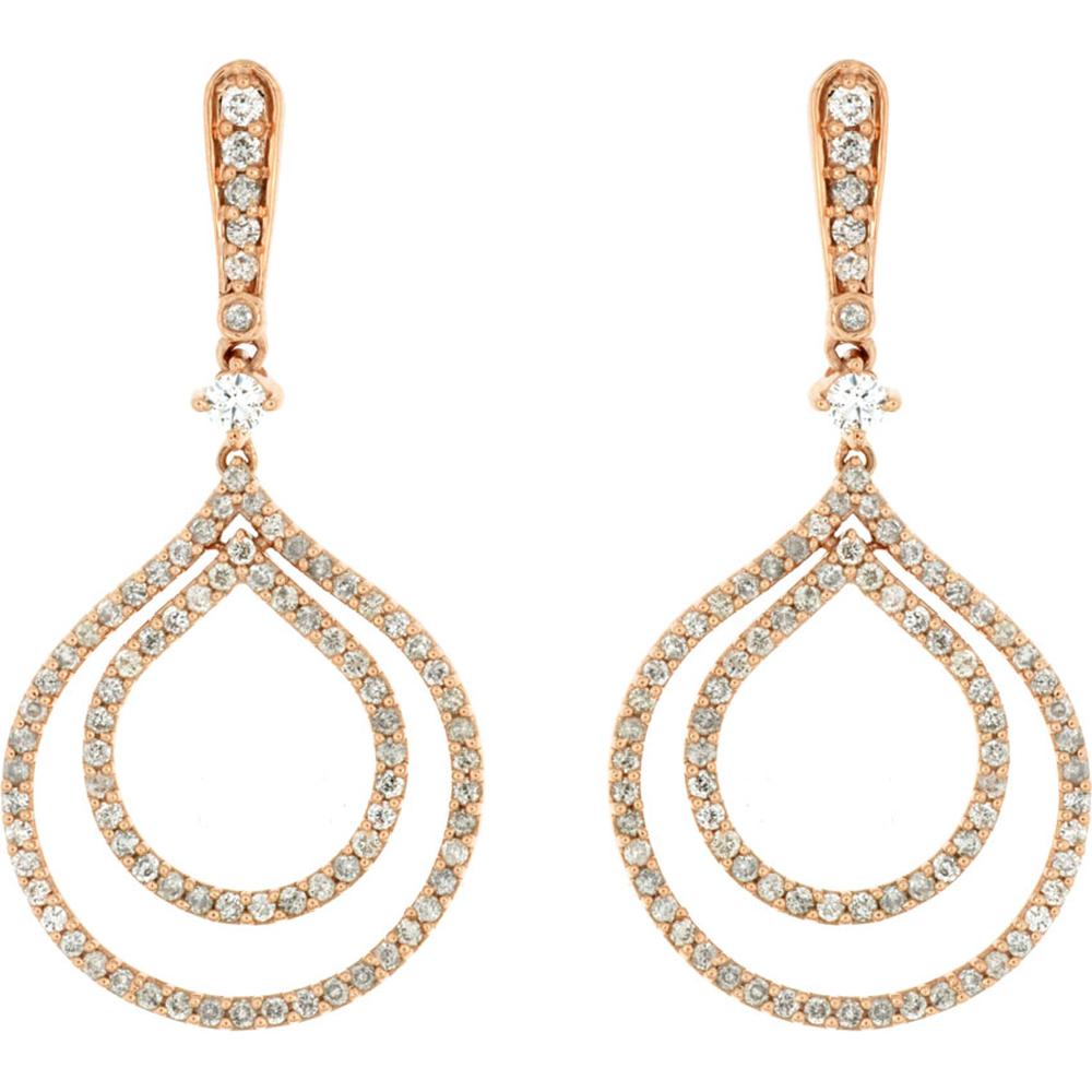 Royal 14K Rose Gold Diamond Earrings - 1.32 Carat Total Diamond Weight