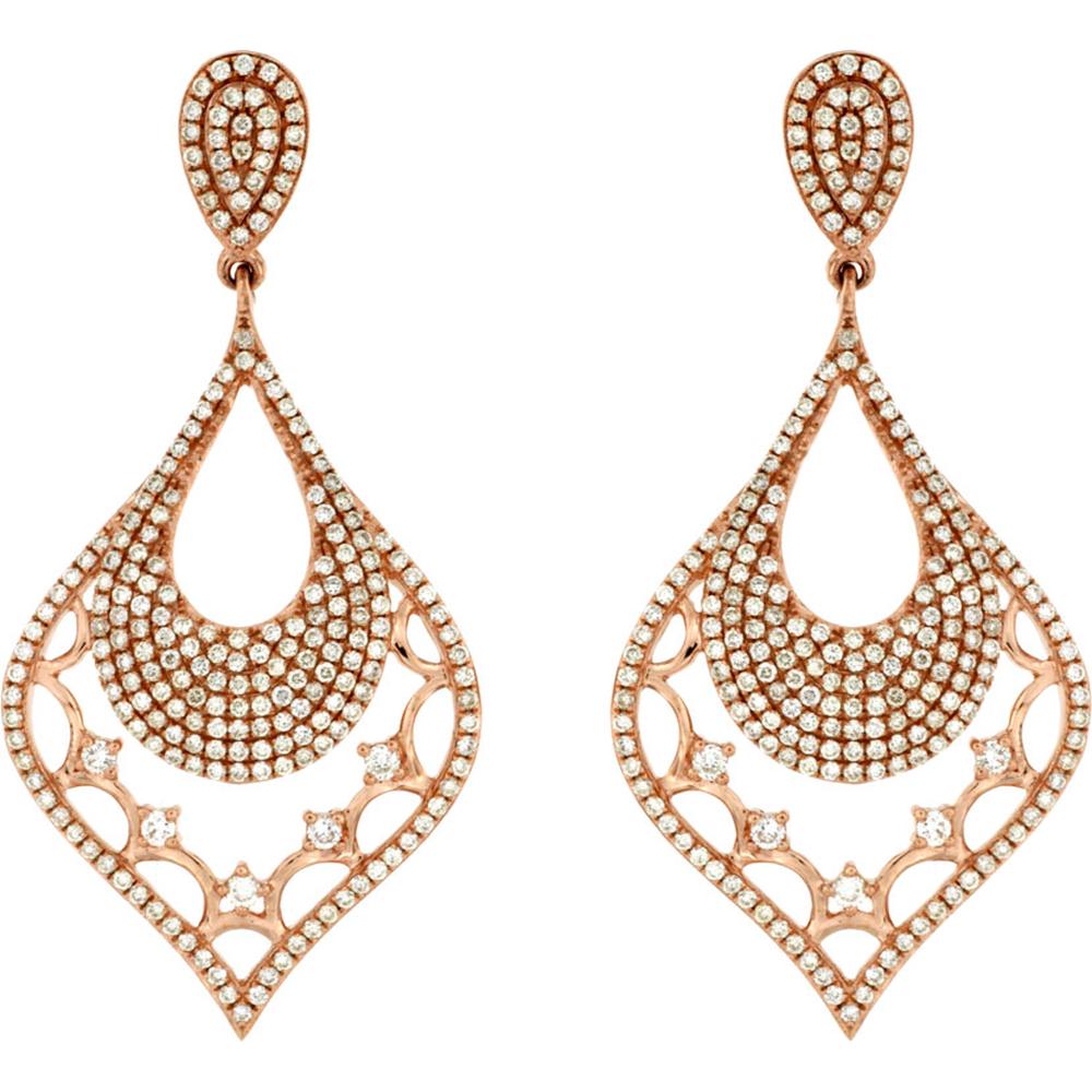 Royal 14K Rose Gold Diamond Earrings - 1.35 Carat Total Diamond Weight