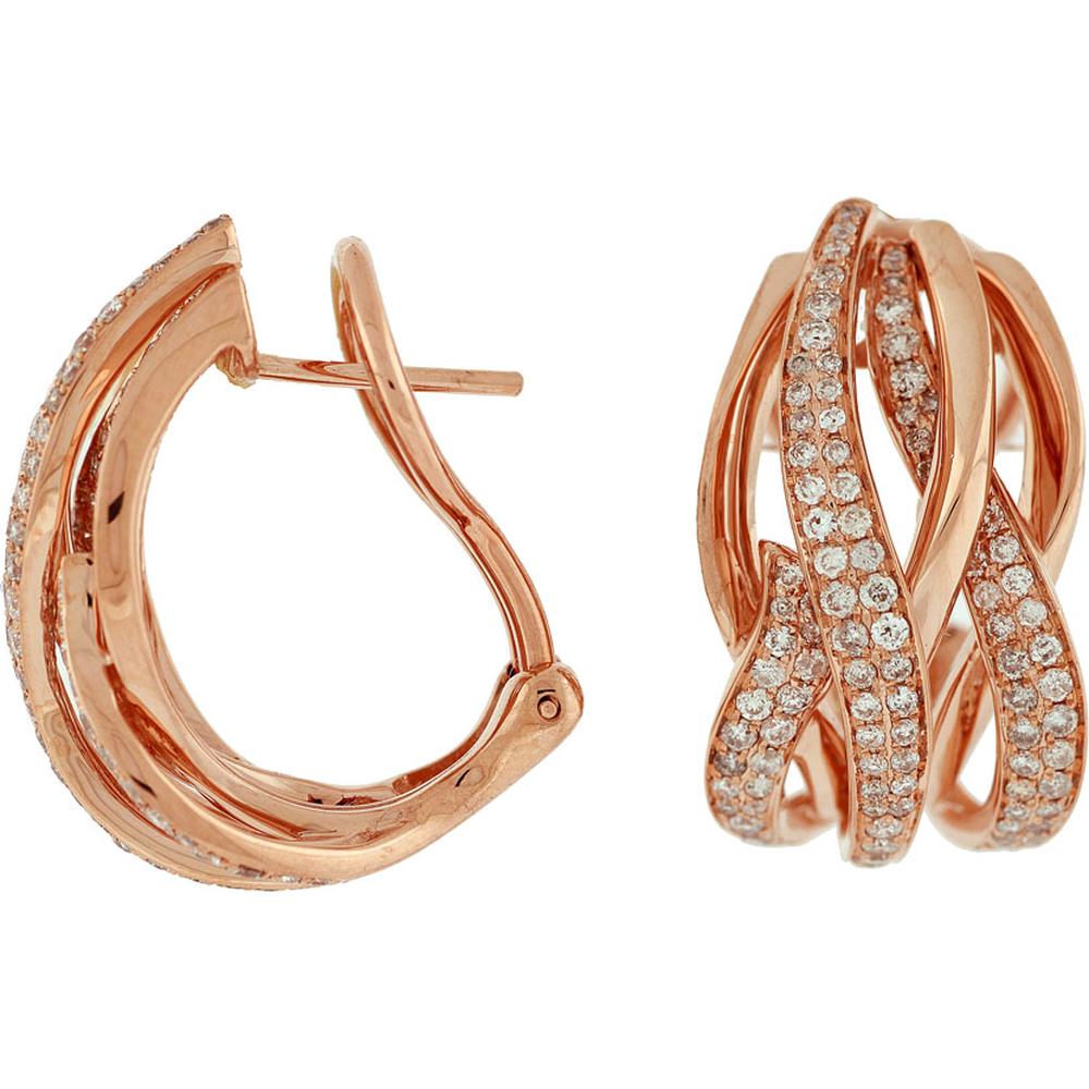 Royal 14K Rose Gold Diamond Earrings - 1.45 Carat Total Diamond Weight
