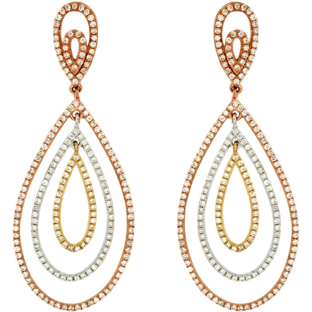 Royal 14K Rose Gold Diamond Earrings - 1.45 Carat Total Weight