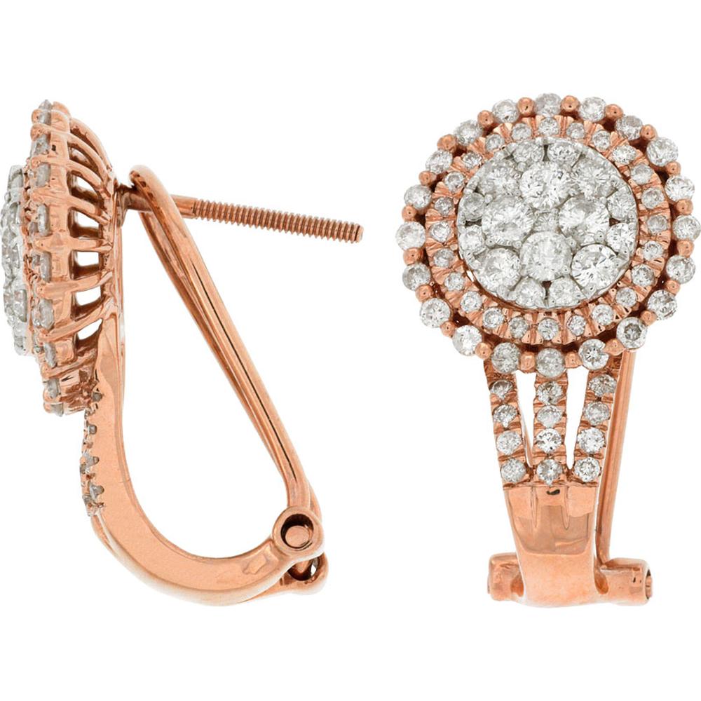 Royal 14K Rose Gold Diamond Earrings - 1.48 Carat Total Diamond Weight