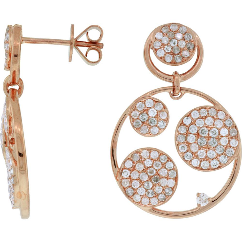 Royal 14K Rose Gold Diamond Earrings - 1.50 Carat Total Diamond Weight