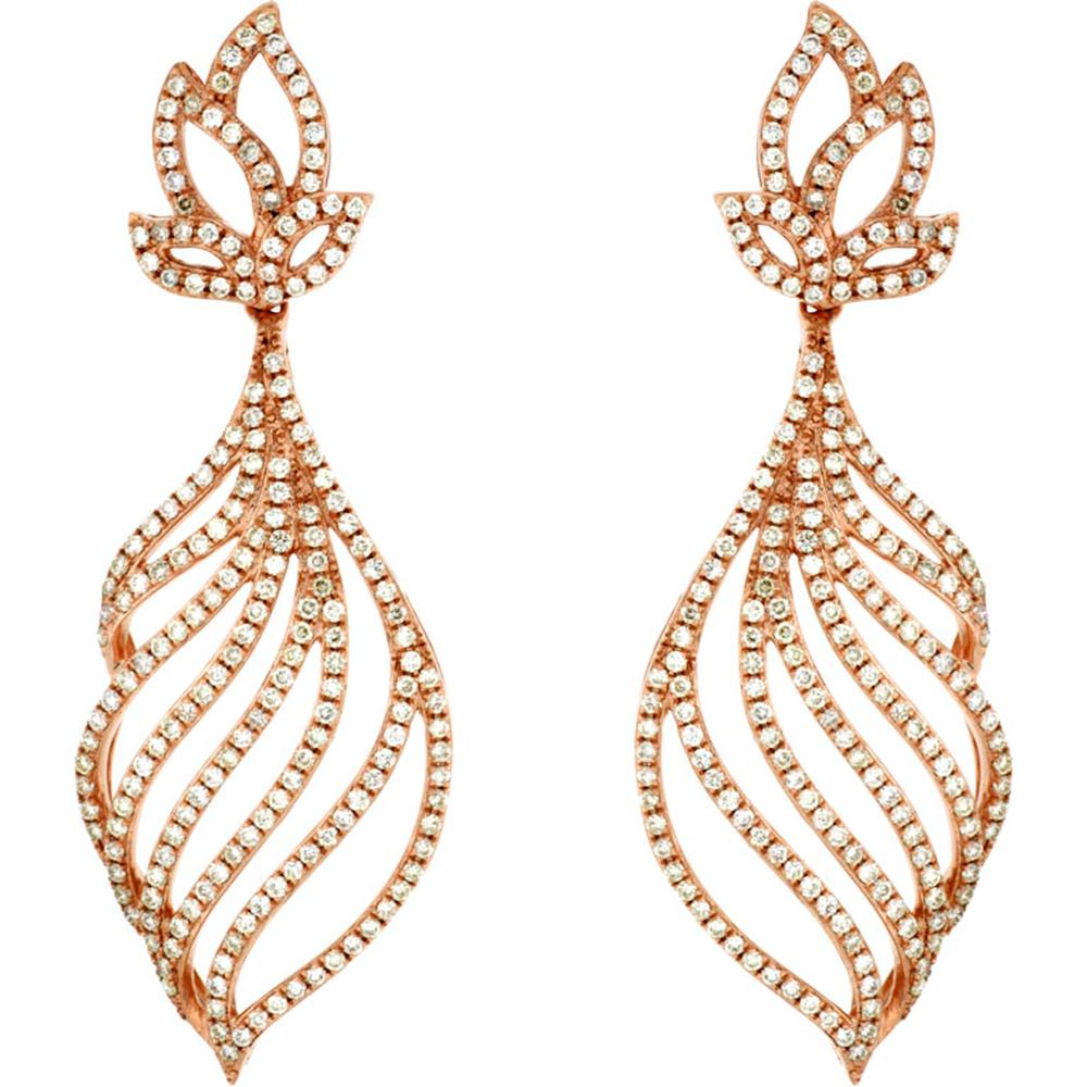Royal 14K Rose Gold Diamond Earrings - 1.50 Carat Total Diamond Weight