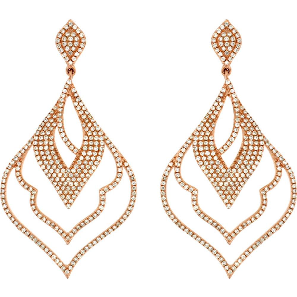Royal 14K Rose Gold Diamond Earrings - 1.64 Carat Total Diamond Weight