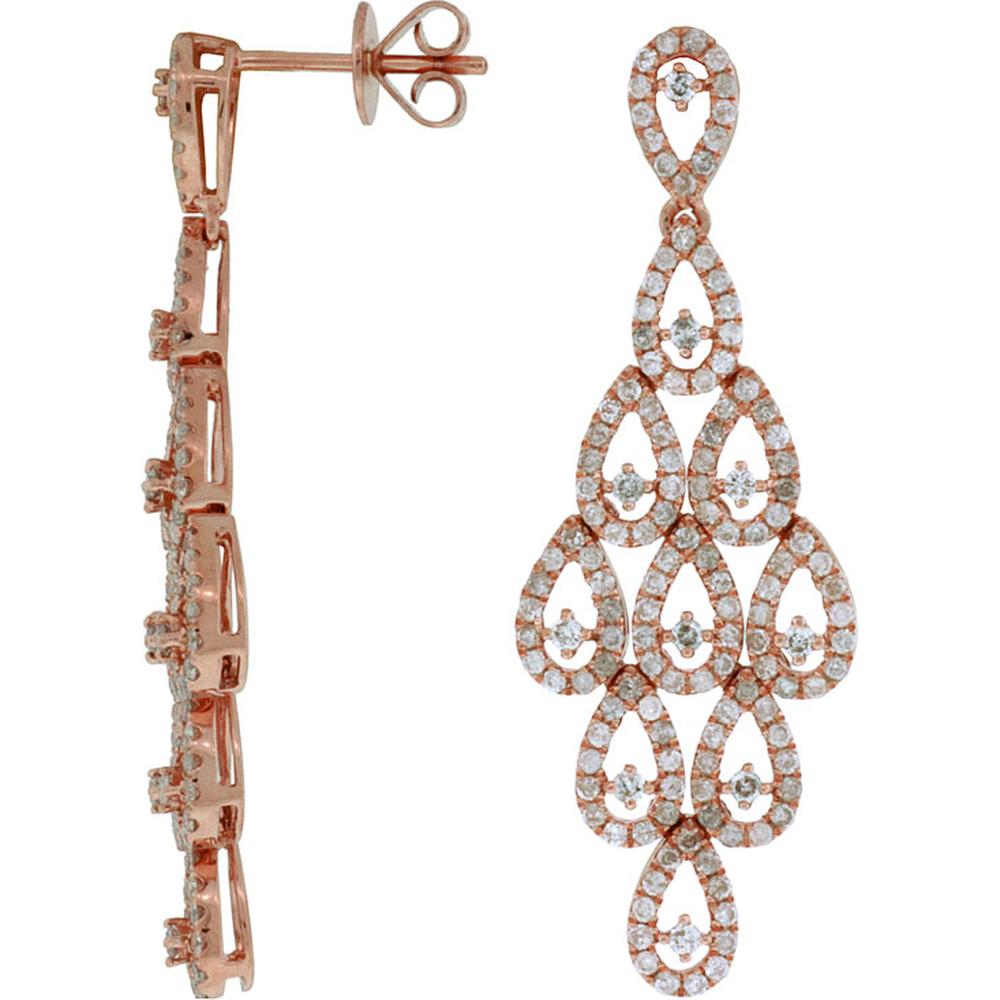 Royal 14K Rose Gold Diamond Earrings - 1.95 Carat Total Weight