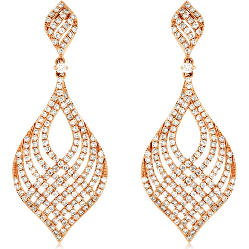 Royal 14K Rose Gold Diamond Earrings - 2.15 Carat Total Diamond Weight