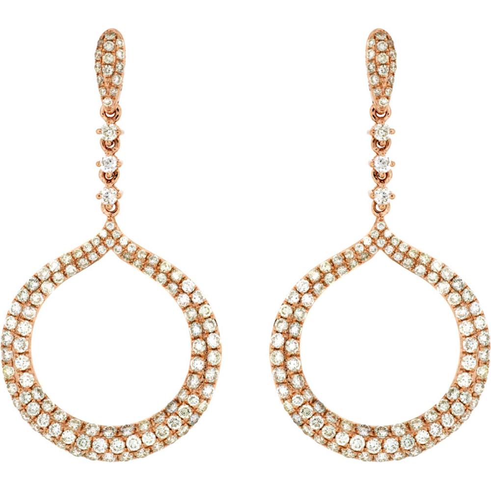 Royal 14K Rose Gold Diamond Earrings - 2.60 Carat Sparkling Beauty