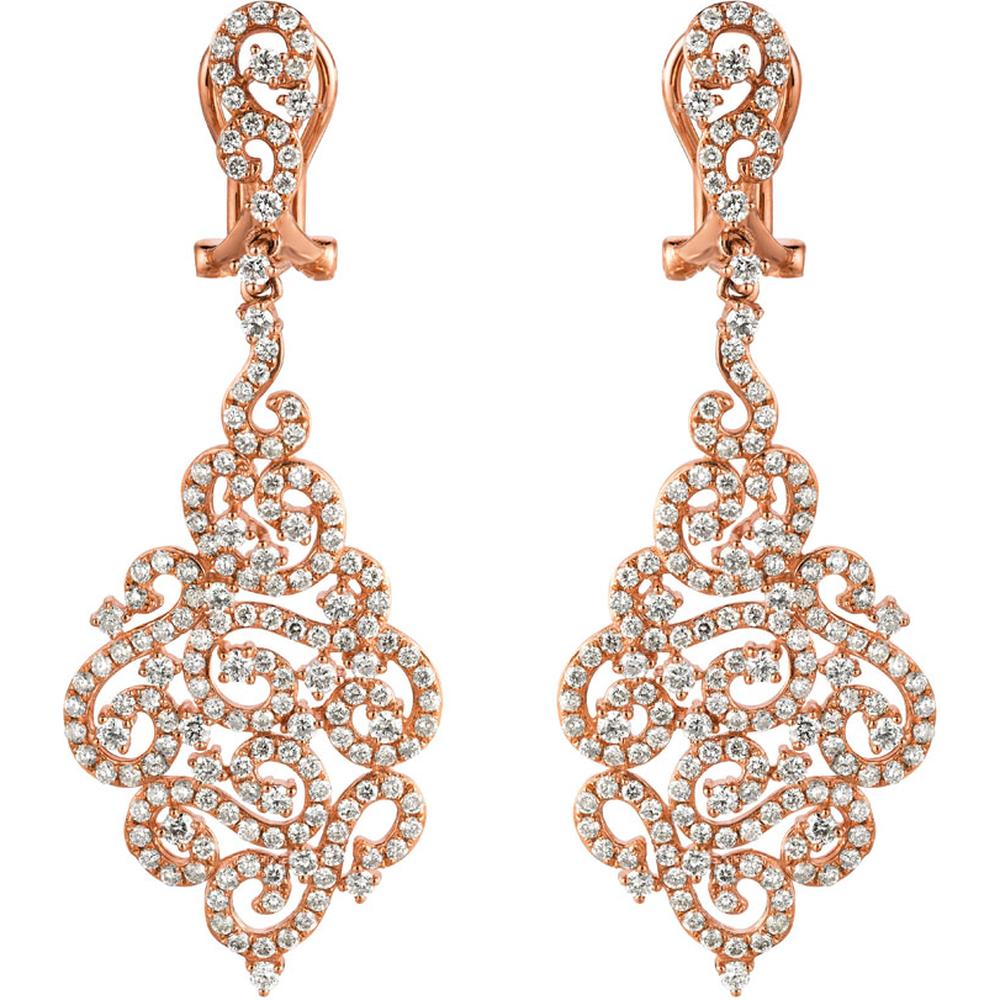 Royal 14K Rose Gold Diamond Earrings - 2.78 Carat Total Diamond Weight