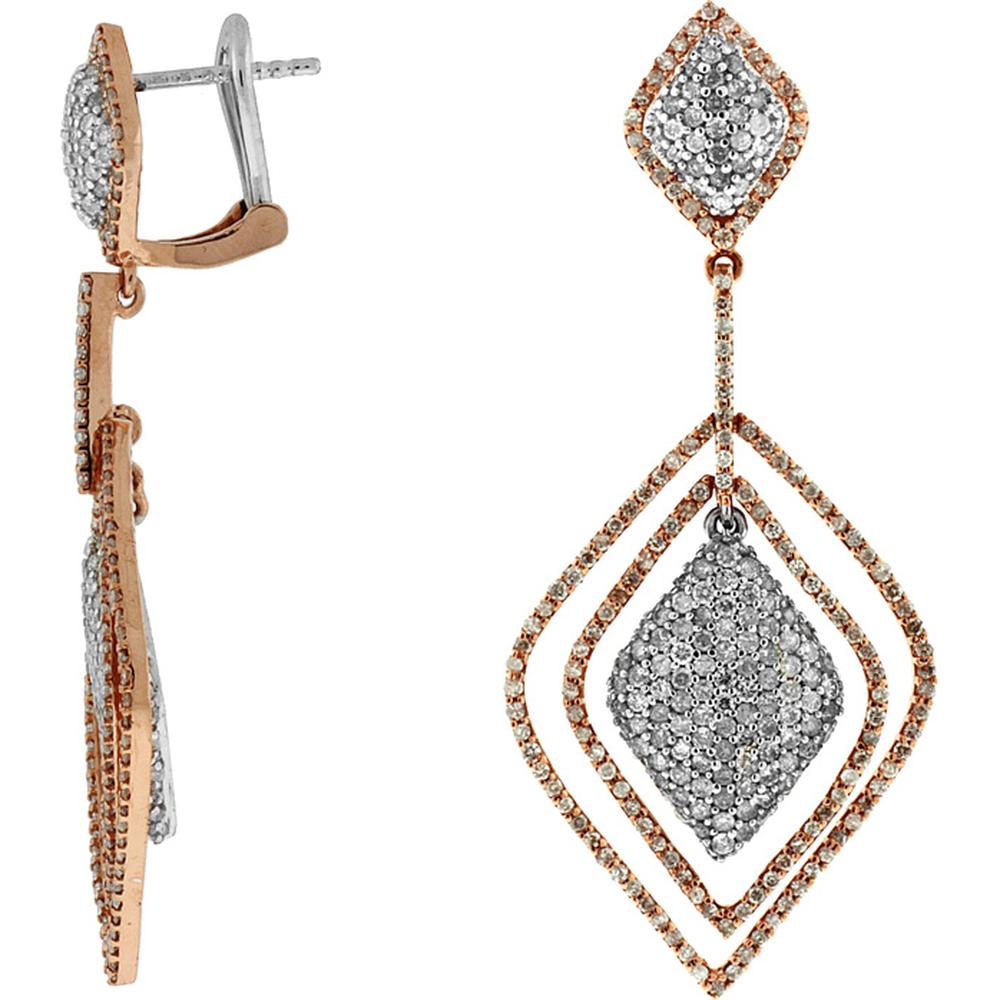 Royal 14K Rose Gold Diamond Earrings - 3.30 Carat Total Diamond Weight