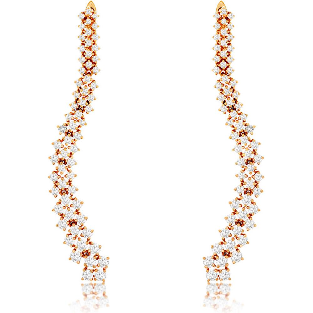 Royal 14K Rose Gold Diamond Earrings - 3.58 Carat Total Diamond Weight