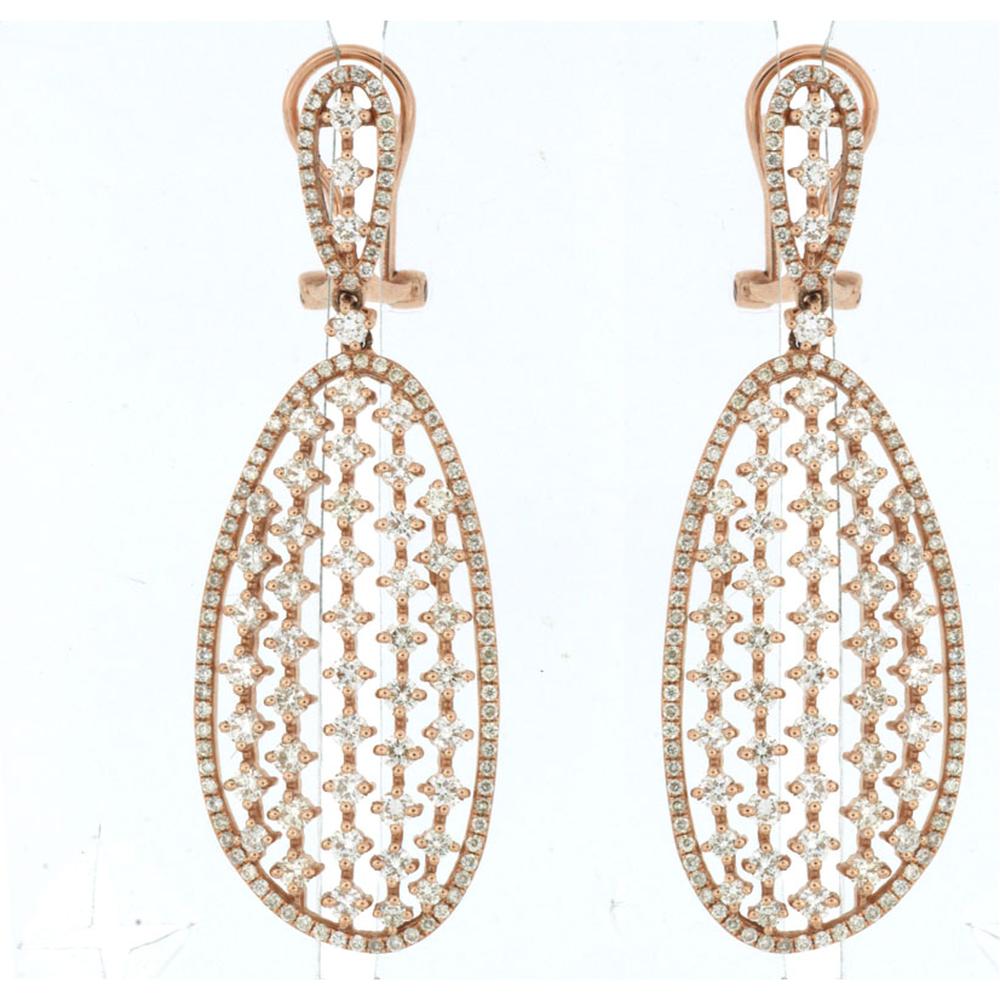 Royal 14K Rose Gold Diamond Earrings - 3.80 Carat Total Diamond Weight