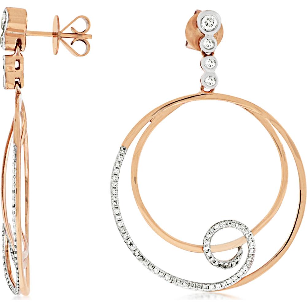 Royal 14K Rose Gold Diamond Earrings - Enchanting Sparkle