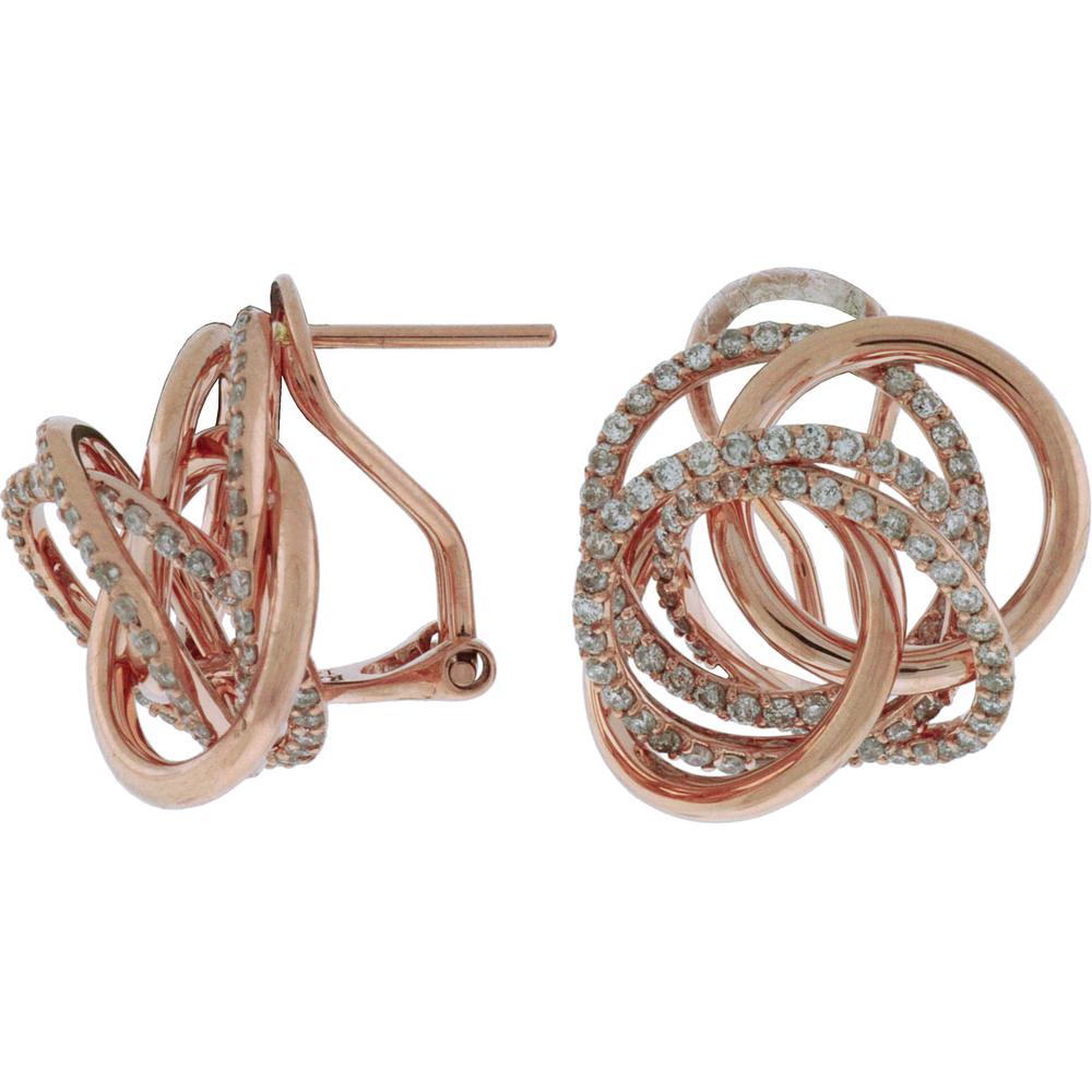 Royal 14K Rose Gold Diamond Earrings with 1.50 Carat Total Diamond Weight
