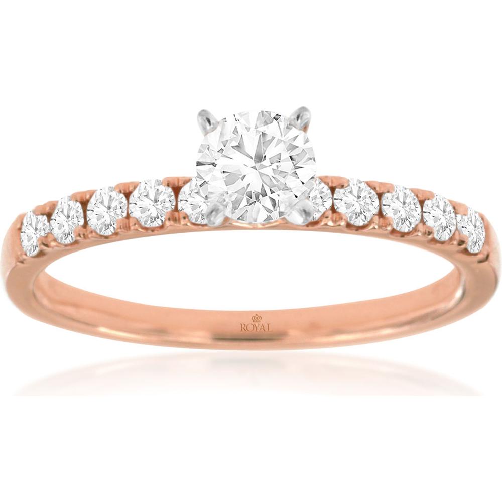 Royal 14K Rose Gold Diamond Engagement Ring - 0.40 Carat Center Diamond