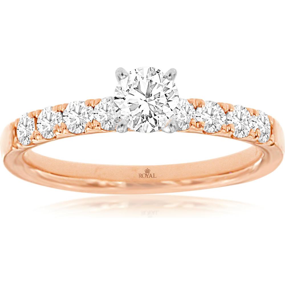 Royal 14K Rose Gold Diamond Engagement Ring - 0.85 Carat Total Diamond Weight