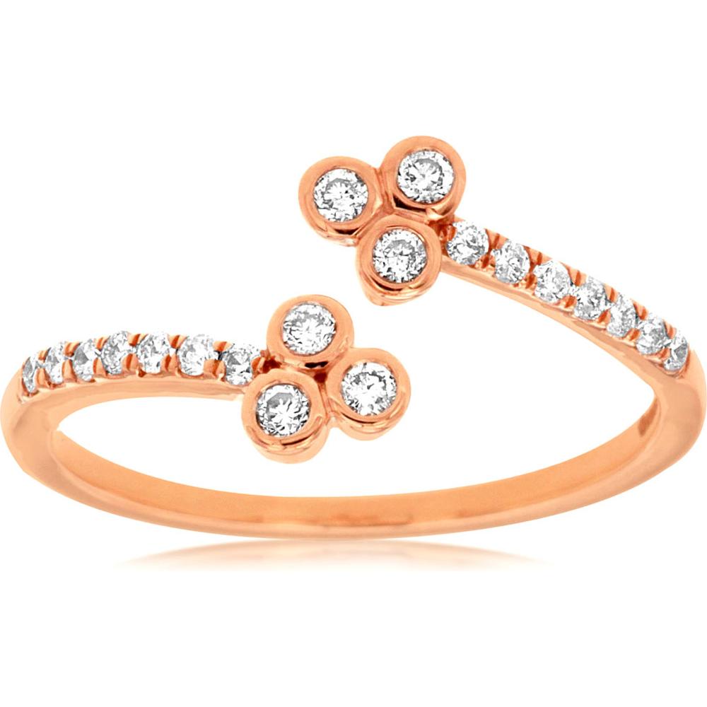 Royal 14K Rose Gold Diamond Flower Ring with 0.20 Carats Total Diamond Weight