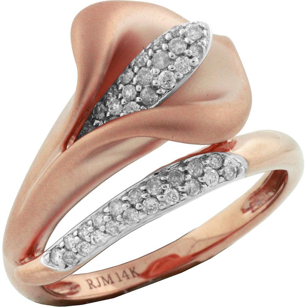 Royal 14K Rose Gold Diamond Flower Ring with 0.25 Carats Round Brilliant Diamonds