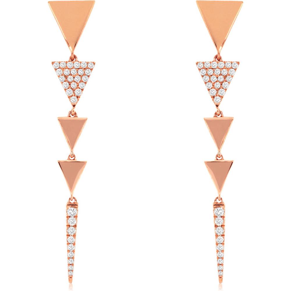 Royal 14K Rose Gold Diamond Geometric Earrings - 0.37 Carats Total Diamond Weight