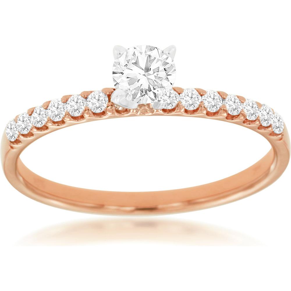 Royal 14K Rose Gold Diamond Halo Engagement Ring - 0.26 Carat Center Diamond