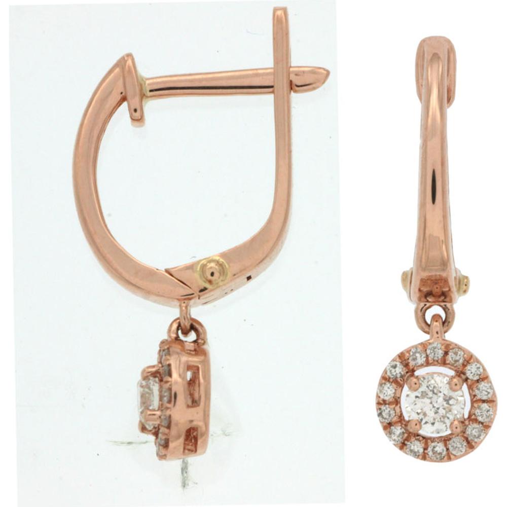 Royal 14K Rose Gold Diamond Halo Hoop Earrings - 0.25 Carats Total Diamond Weight