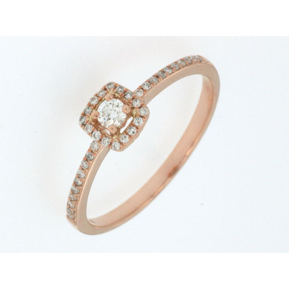 Royal 14K Rose Gold Diamond Halo Ring with 0.20 Carats Total Diamond Weight