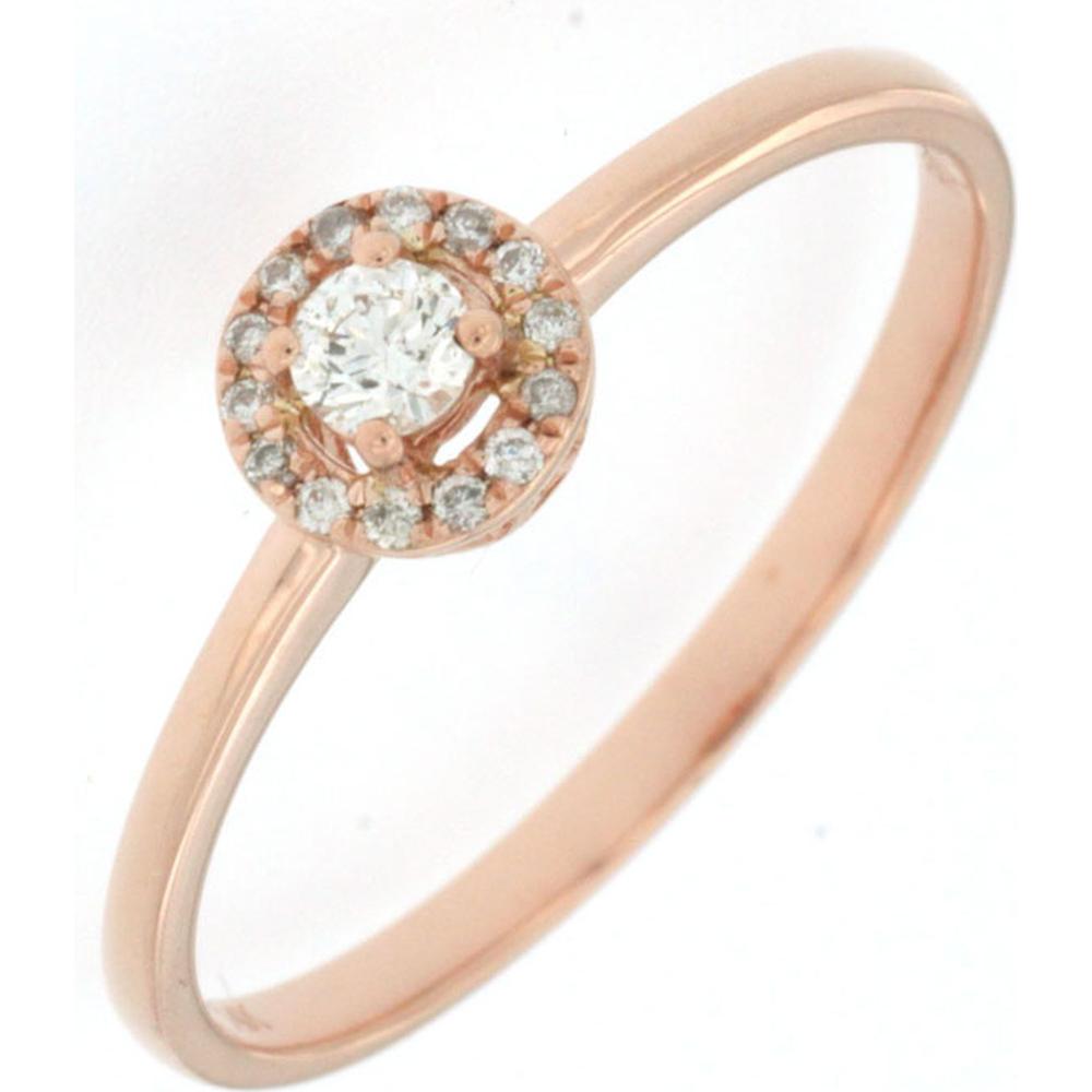 Royal 14K Rose Gold Diamond Halo Ring with Milgrain Detail - 0.14 Carats Diamond Weight