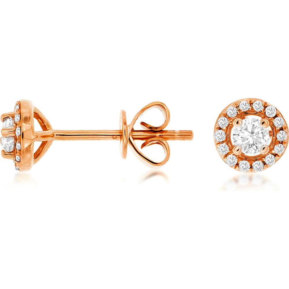 Royal 14K Rose Gold Diamond Halo Stud Earrings - 0.25 Carat Total Diamond Weight